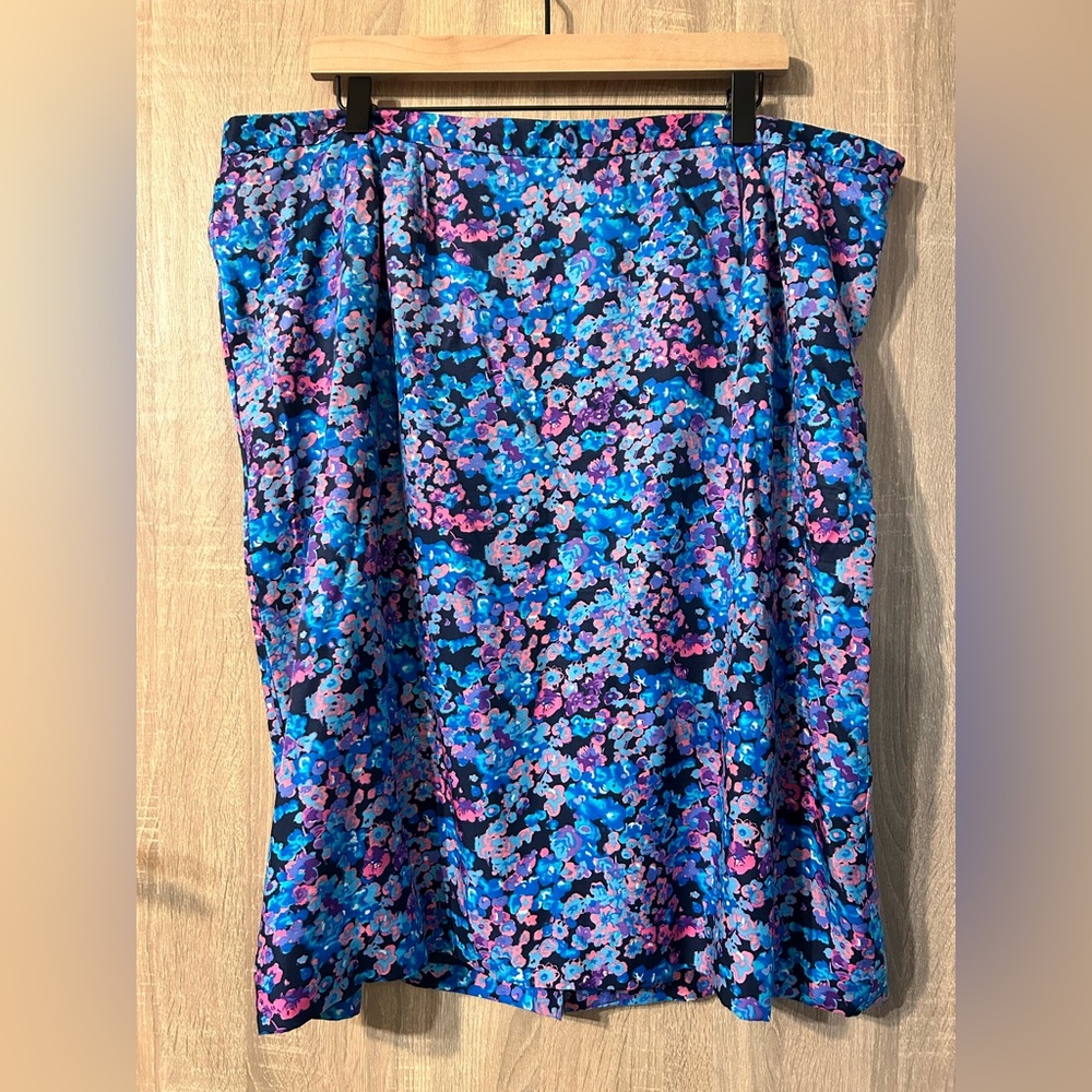Boden Floral Blue and Pink Women's Skirt Size 18L Silk Blend